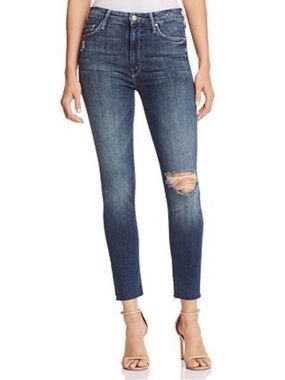 MOTHER HIGH WAISTED LOOKER ANKLE FRAY JEANS COLOR CLOSE TO THE EDGE SIZE 25
